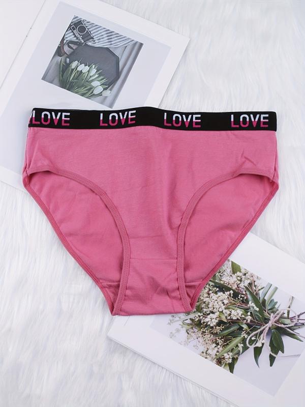 6 Pack Plus Size Casual Brief Set Women's Plus Comfortable Bikini Panties