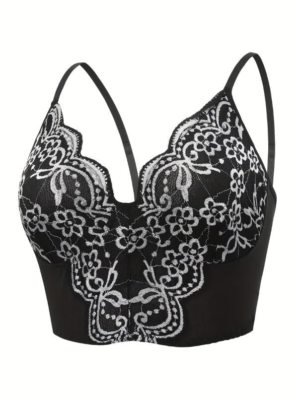 Floral Embroidered Shapewear Longline Bra
