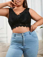 Floral Jacquard Lace Semi Sheer Bra Plus Size