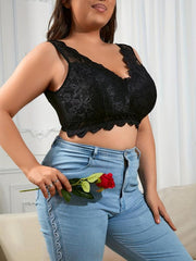 Floral Jacquard Lace Semi Sheer Bra Plus Size