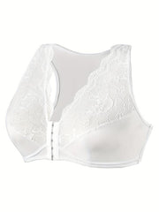 Floral Jacquard Lace Front Seamless Bra Plus Size