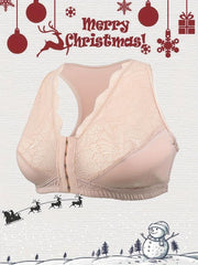 Floral Jacquard Lace Front Seamless Bra Plus Size