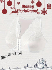 Floral Jacquard Lace Front Seamless Bra Plus Size