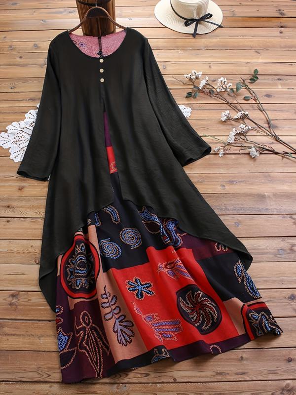 Boho Dress Plus Size Women's Graphic Print Cloak