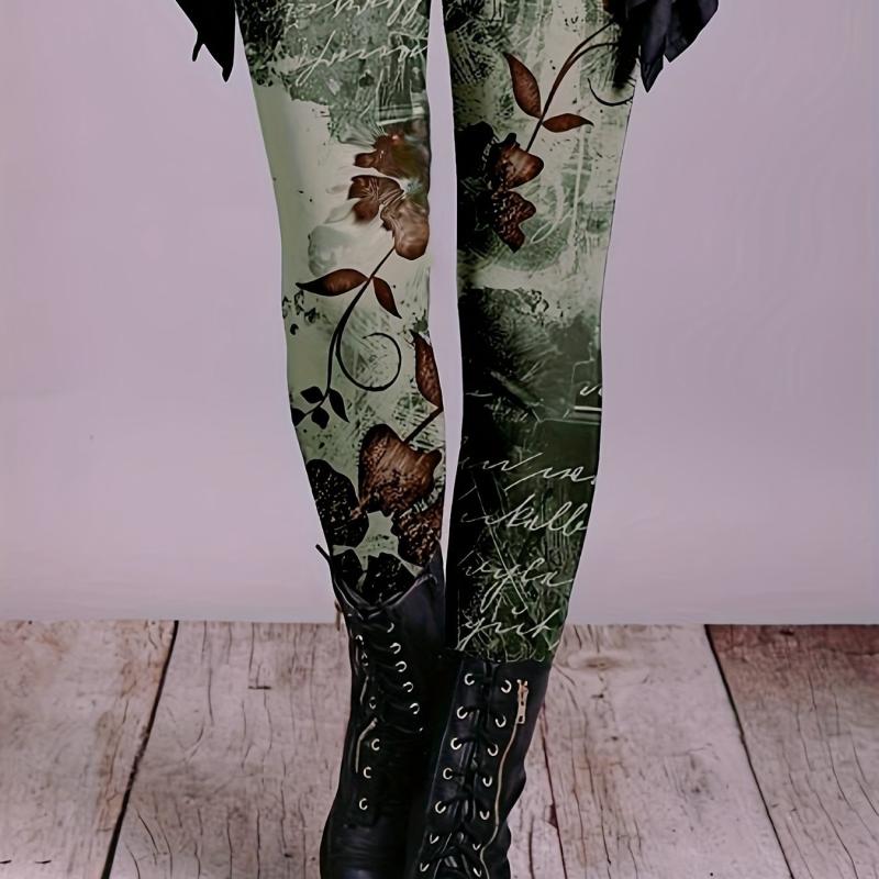 Women's Plus Ombre Floral Print High Rise Skinny Leggings