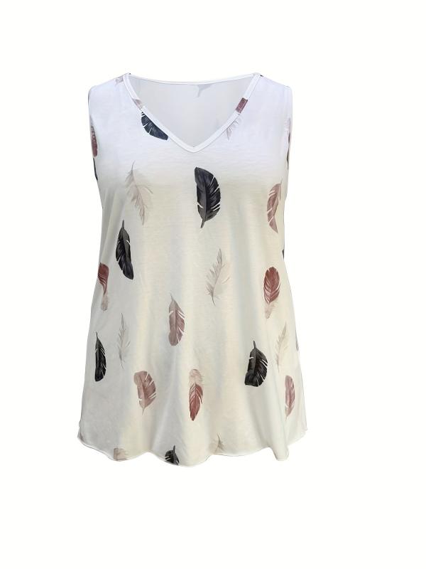 Women's Plus Leather Print V Neck Tank Top Blouse