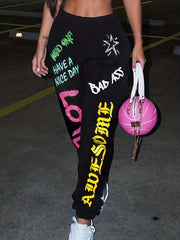 Sporty Plus Star & Art Print Stretch Pants