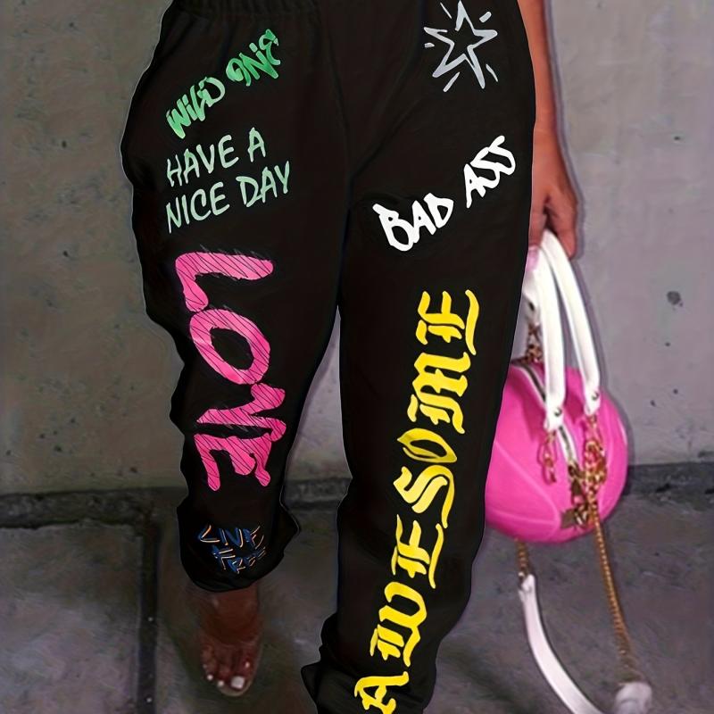 Sporty Plus Star & Art Print Stretch Pants