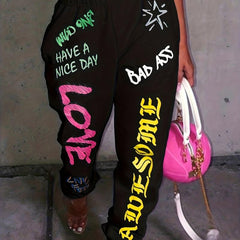 Sporty Plus Star & Art Print Stretch Pants