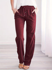 Women's Plus Elastic Drawstring Straight Leg Pants