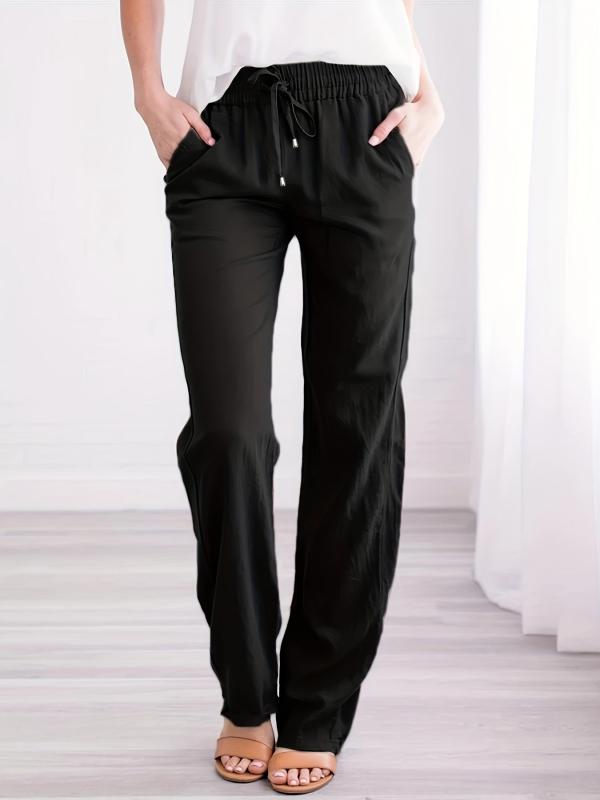 Women's Plus Elastic Drawstring Straight Leg Pants