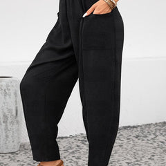 Women's Plus Solid High Rise Tapered Leg Pants