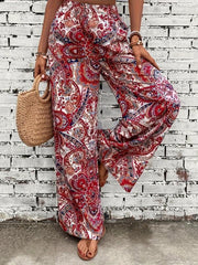 Women's Plus Geometric Print High Waist Wide Leg Pants