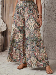 Women's Plus Geometric Print High Waist Wide Leg Pants
