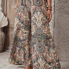 Women's Plus Geometric Print High Waist Wide Leg Pants