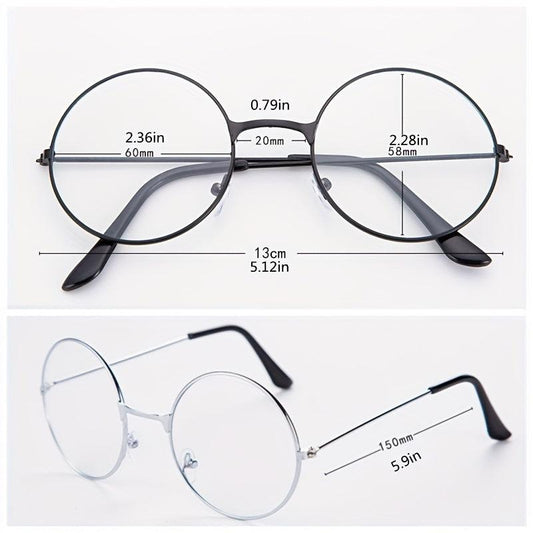 Vintage Round Metal Frame Clear Lens Glasses Lightweight Anti Light Reading Glas