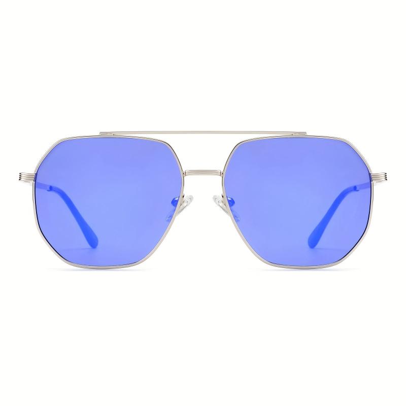 OUWEN Square Aviator Sunglasses Retro Polygon Shady Rays VF2207D