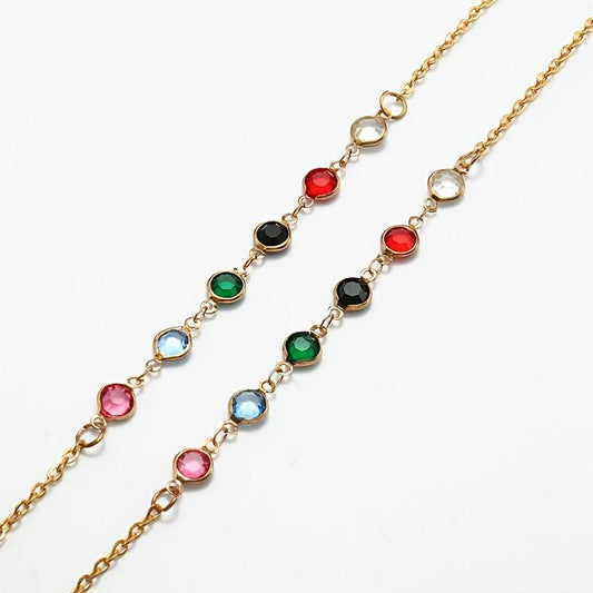 Colorful Rhinestone Glasses Chain Vintage Metal Golden Accessories