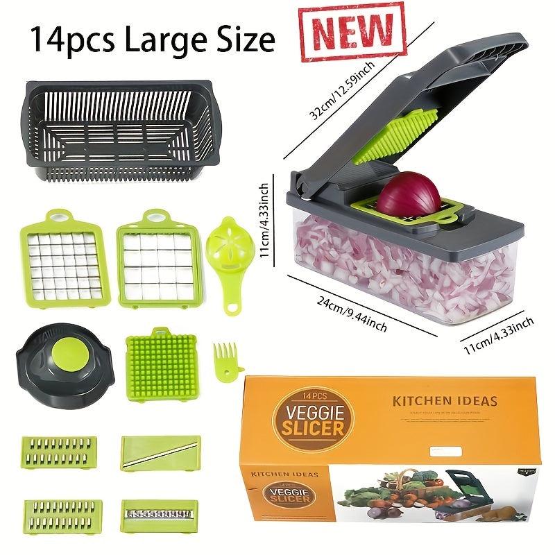 14pcs Vegetable Chopper Fruit Slicer Manual Food Grater Slicer