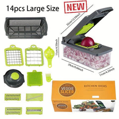 14pcs Vegetable Chopper Fruit Slicer Manual Food Grater Slicer