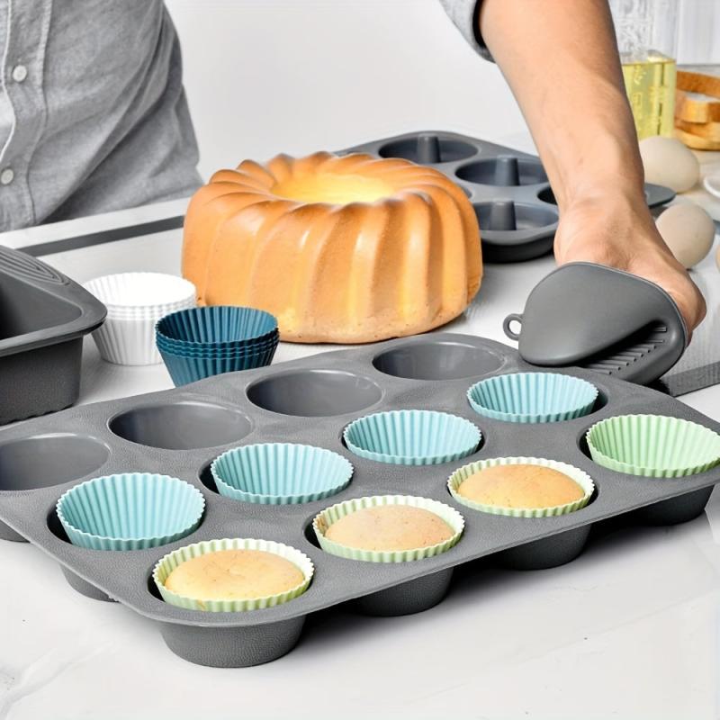 12pcs Silicone Baking Cups Reusable Cupcake Liners Set Of 12 Cake Molds