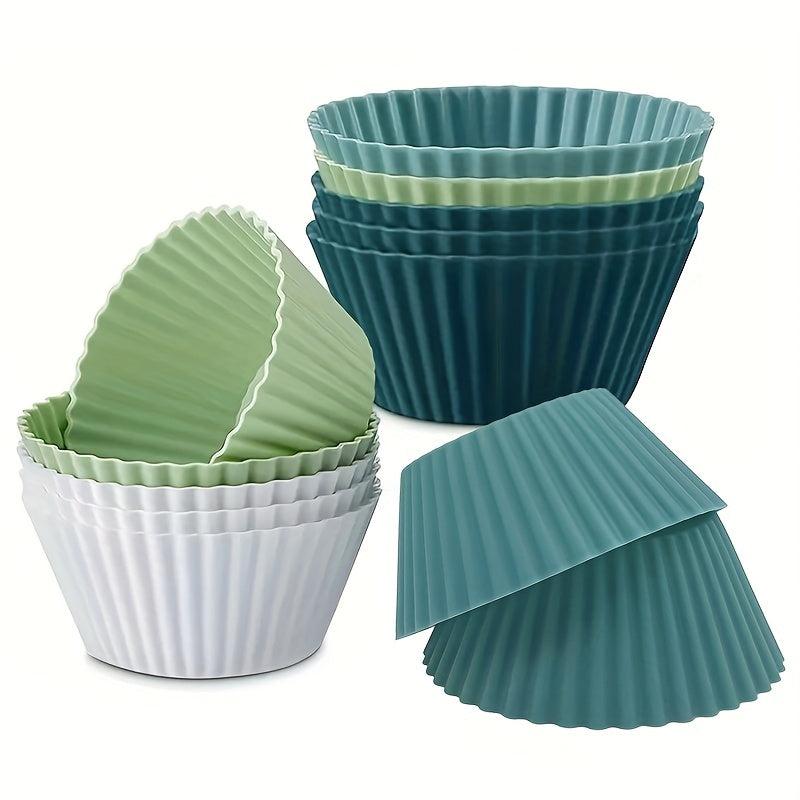 12pcs Silicone Baking Cups Reusable Cupcake Liners Set Of 12 Cake Molds
