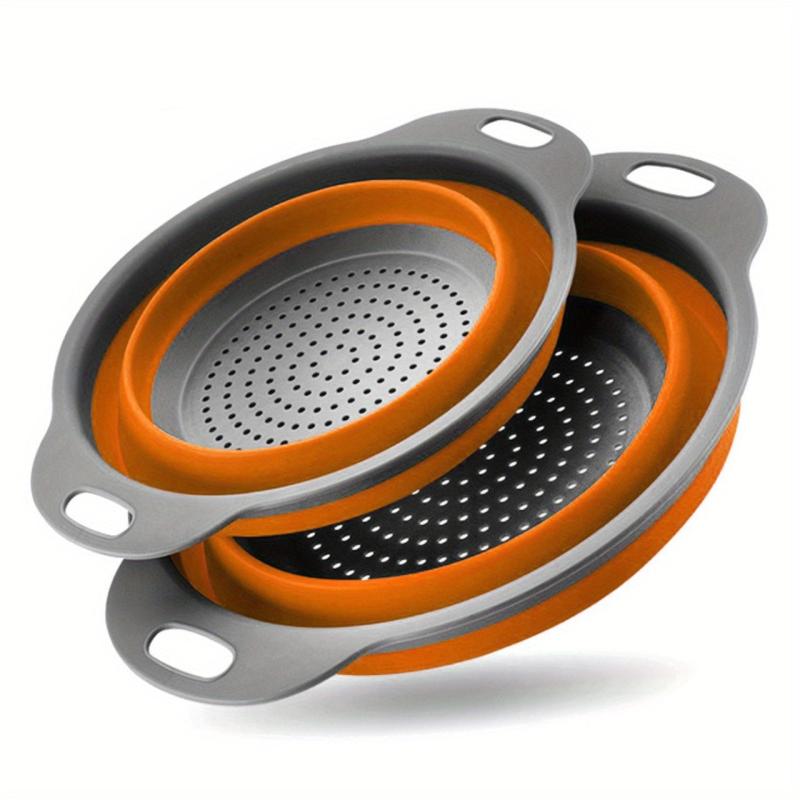 2pcs Collapsible Silicone Drain Basket for Camping Portable Fruit Vegetable Wash