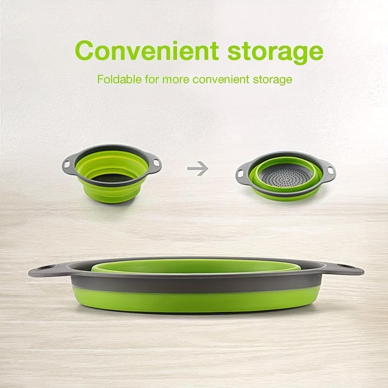 2pcs Collapsible Silicone Drain Basket for Camping Portable Fruit Vegetable Wash