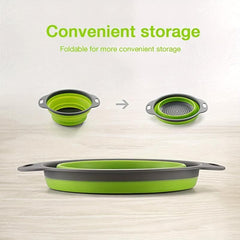 2pcs Collapsible Silicone Drain Basket for Camping Portable Fruit Vegetable Wash