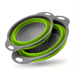 2pcs Collapsible Silicone Drain Basket for Camping Portable Fruit Vegetable Wash