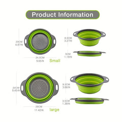 2pcs Collapsible Silicone Drain Basket for Camping Portable Fruit Vegetable Wash