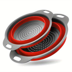 2pcs Collapsible Silicone Drain Basket for Camping Portable Fruit Vegetable Wash