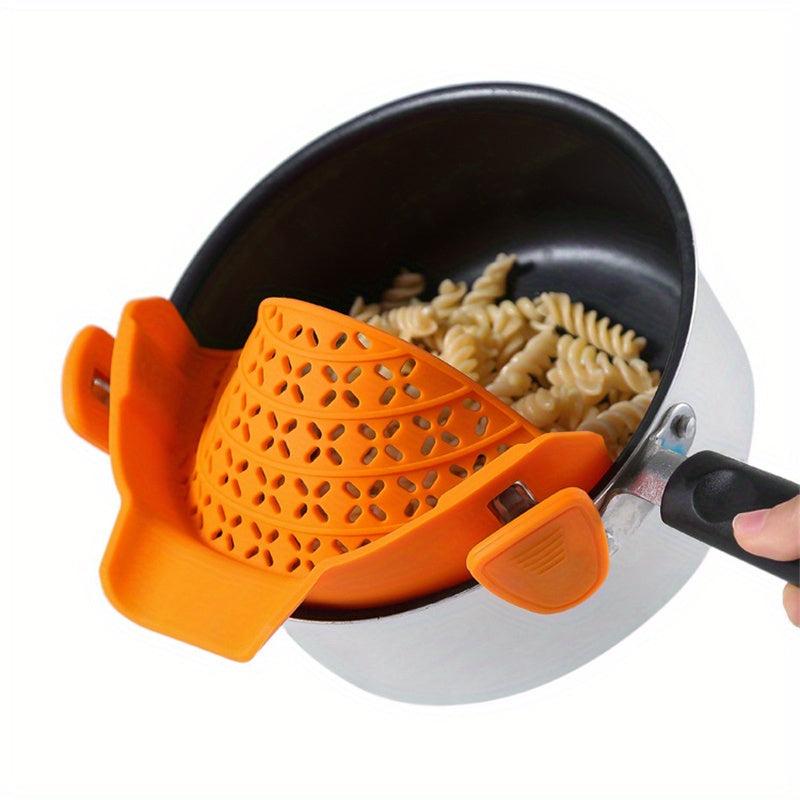 Adjustable Silicone Pot Strainer with Snap Clip for Pasta Food