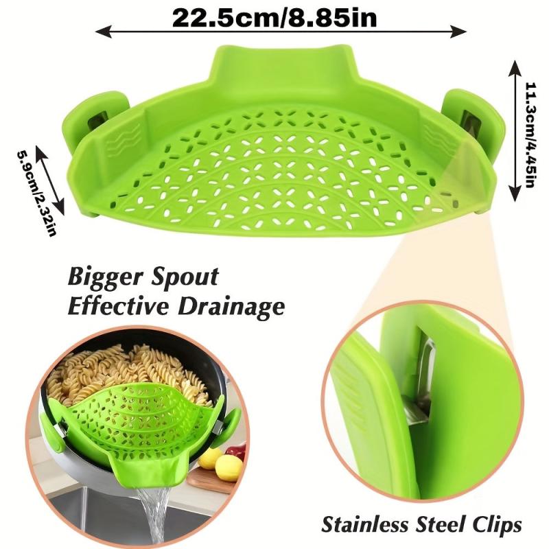 Adjustable Silicone Pot Strainer with Snap Clip for Pasta Food