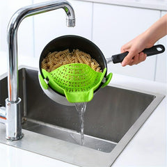 Adjustable Silicone Pot Strainer with Snap Clip for Pasta Food