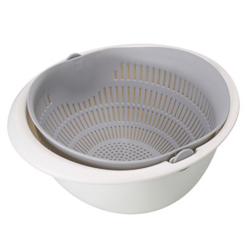 Double Layer Drain Basket Rotatable Strainer Household Colander
