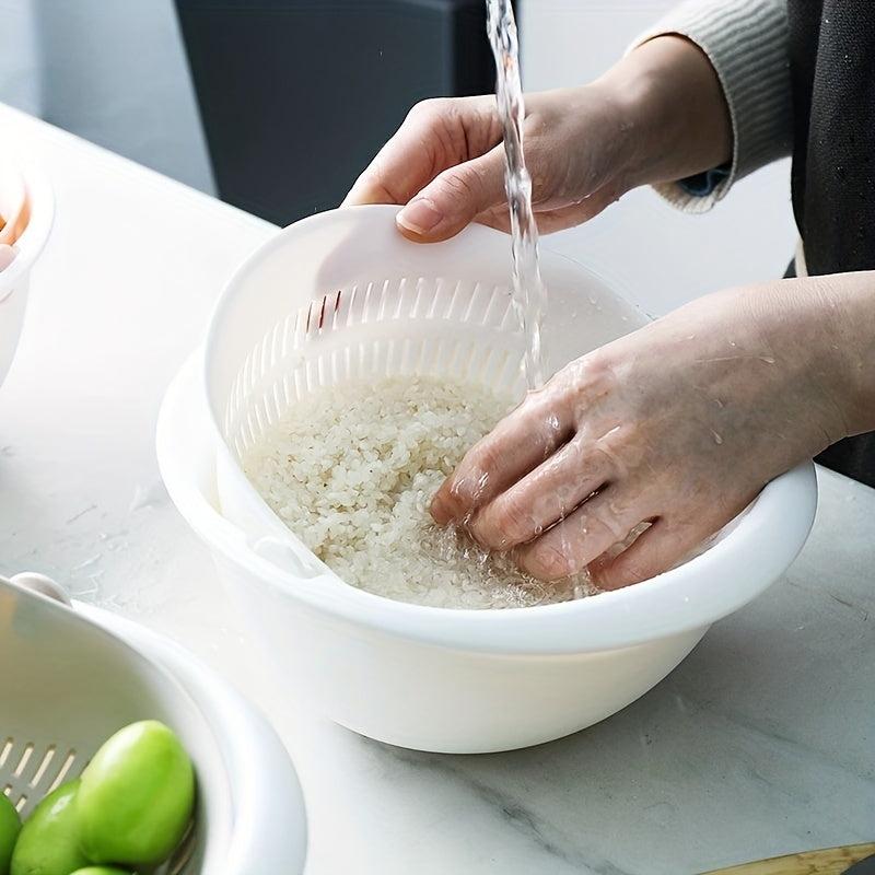 Double Layer Drain Basket Rotatable Strainer Household Colander