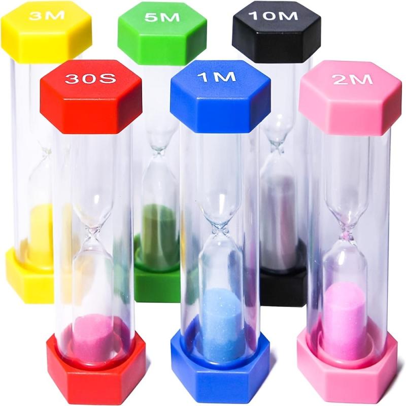 6pcs Colorful Sand Timers Set - 30sec 1min 2mins 3 5 10mins