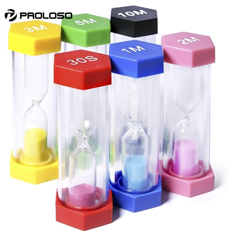6pcs Colorful Sand Timers Set - 30sec 1min 2mins 3 5 10mins