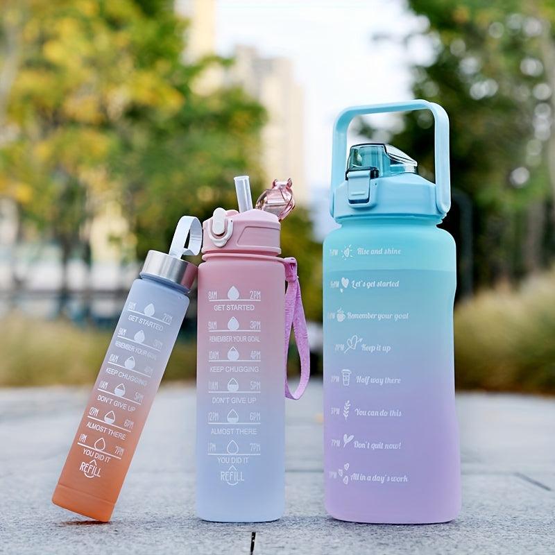 3pc Gradient Plastic Water Bottle for Fitness & Sports BPA Free Leakproof