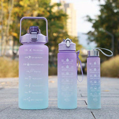 3pc Gradient Plastic Water Bottle for Fitness & Sports BPA Free Leakproof