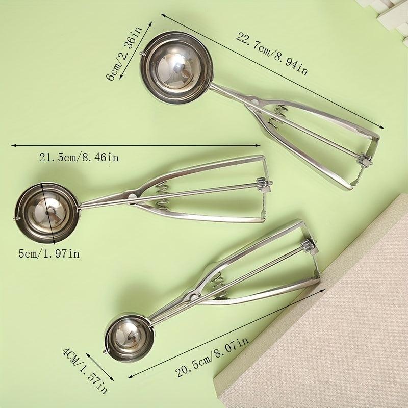 Stainless Steel Ice Cream Scoop - Perfect for Ice Cream, Fruit - 3 Sizes