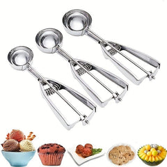 Stainless Steel Ice Cream Scoop - Perfect for Ice Cream, Fruit - 3 Sizes