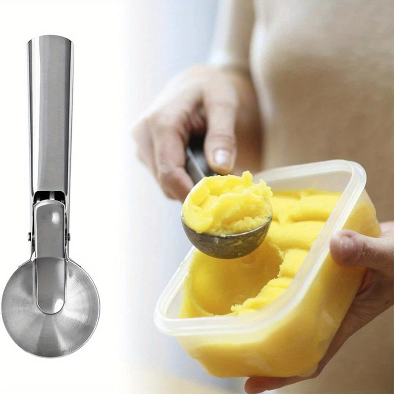 Stainless Steel Ice Cream Spoon Set - Creative Rebound Ball Digger
