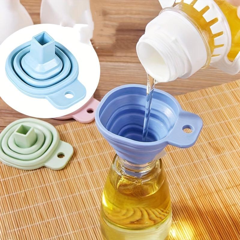 1pc Mini Collapsible Silicone Funnel Kitchen Gadget