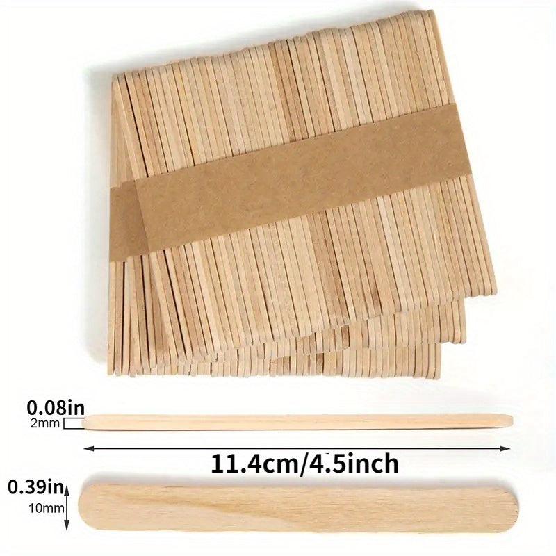 50/100 Handcrafted Wooden Ice Cream Popsicle Sticks and Spoons for DIY Cakes