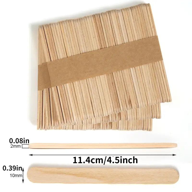 50/100 Handcrafted Wooden Ice Cream Popsicle Sticks and Spoons for DIY Cakes