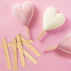 50/100 Handcrafted Wooden Ice Cream Popsicle Sticks and Spoons for DIY Cakes