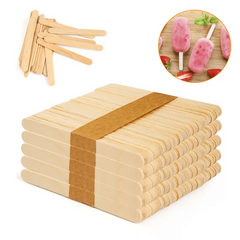 50/100 Handcrafted Wooden Ice Cream Popsicle Sticks and Spoons for DIY Cakes
