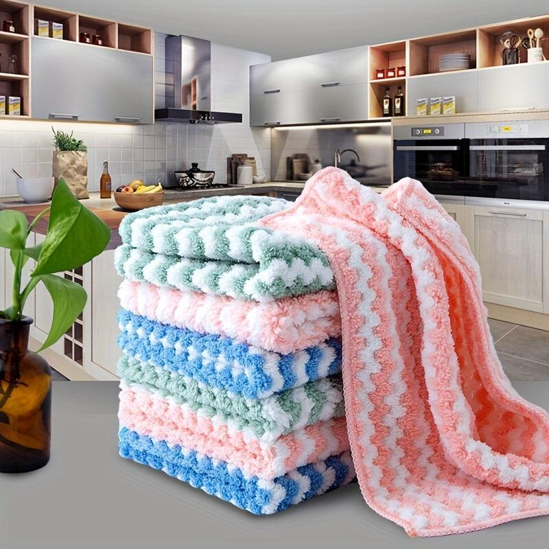 12pcs Microfiber Striped Dish Cloths - Soft Absorbent Towels